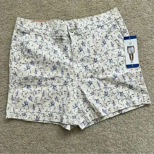 Jachs Girlfriend NWT Stretch Satin Chino Shorts Floral Women Size Large 1751946